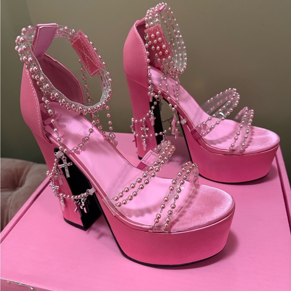 NIB Dolls Kill Sugar Thrillz Sweet Holy Revelation Platform Heels Size 9 - Picture 4 of 16